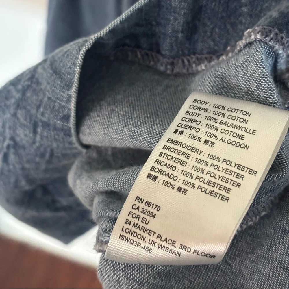 Free People Easy to Love Denim Mini Dress‎ Size L - Picture 5 of 7